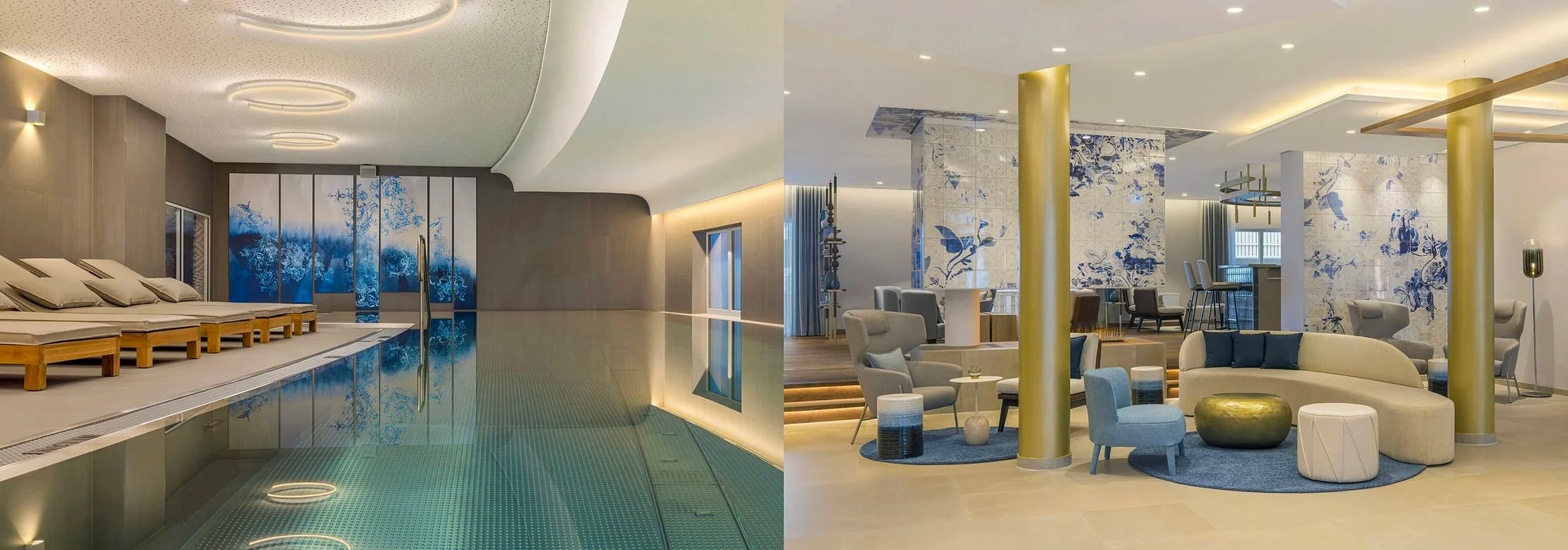 Installations murales contemporaines dans un espace spa et design haut de gamme