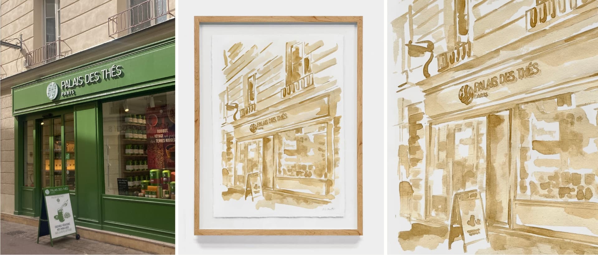 Œuvre réalisée au café inspirée d’une boutique de thé parisienne