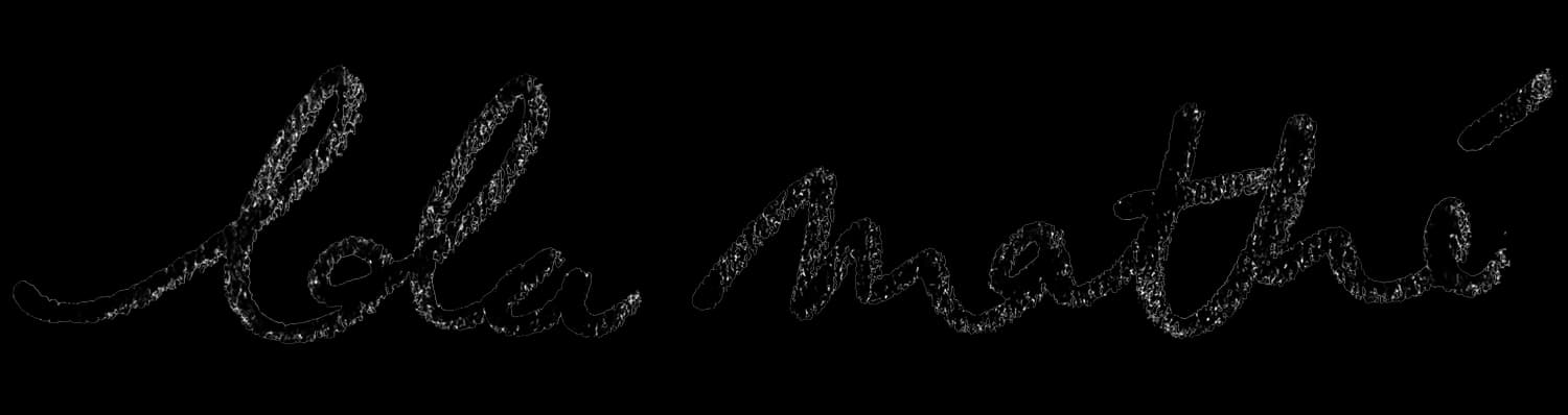 Logo manuscrit de Lola Mathé, artiste peintre et collagiste contemporaine